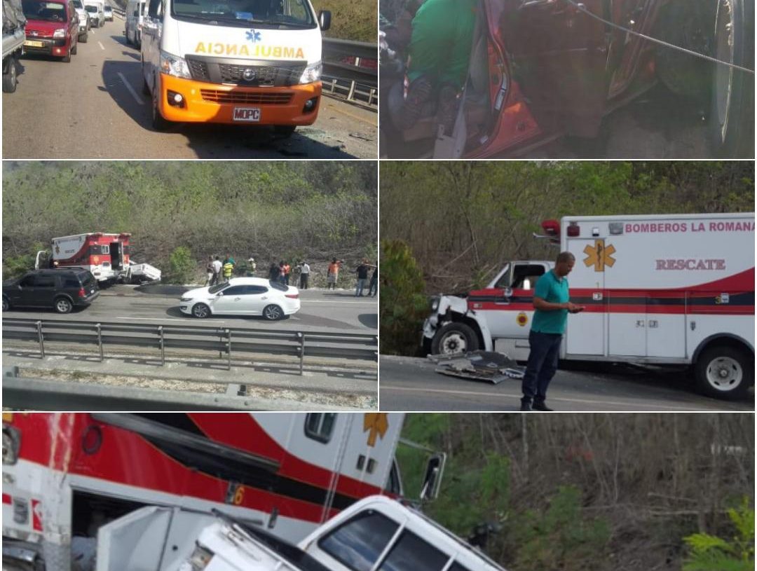 Choque múltiple en carretera La Romana-San Pedro de Macorís deja varios heridos