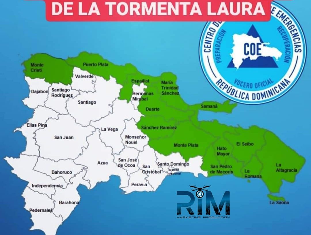 VÍDEO- Este  fin de semana se espera la TORMENTA TROPICAL LAURA en R.D. , ALERTA VERDE PARA 13 Provincias
