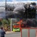 OMSA informa sobre incendio de autobús en Santiago; ocupantes salieron ilesos