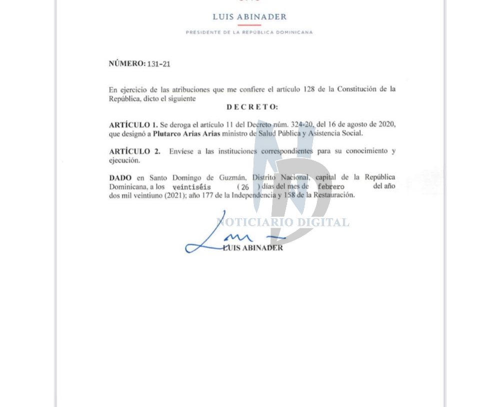 Abinader ya empezó a destituir sus funcionarios. «Se lambio a Plutarco»