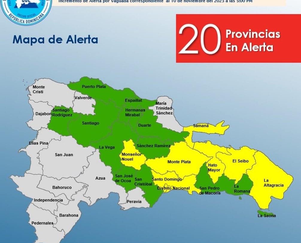 COE anunció esta tarde 20 provincias en alerta, tras posible crecida de ríos
